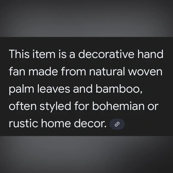 Hand Crafted Woven Palm Bamboo Fan Bohemian Boho Purple Green Natural Materials - Picture 6 of 6